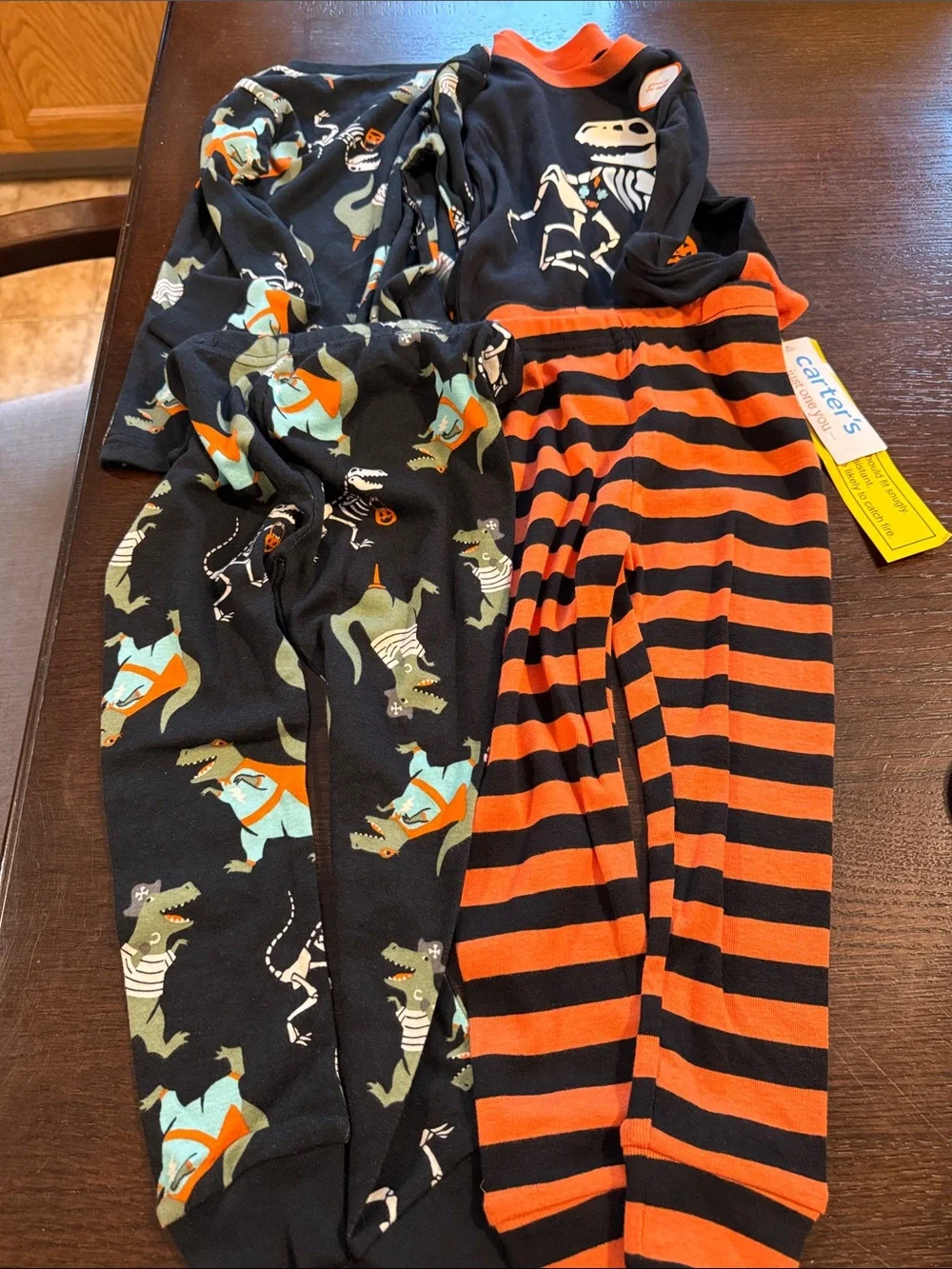 Carter's Black, Orange & Teal Dino 2-Piece Pajama Set